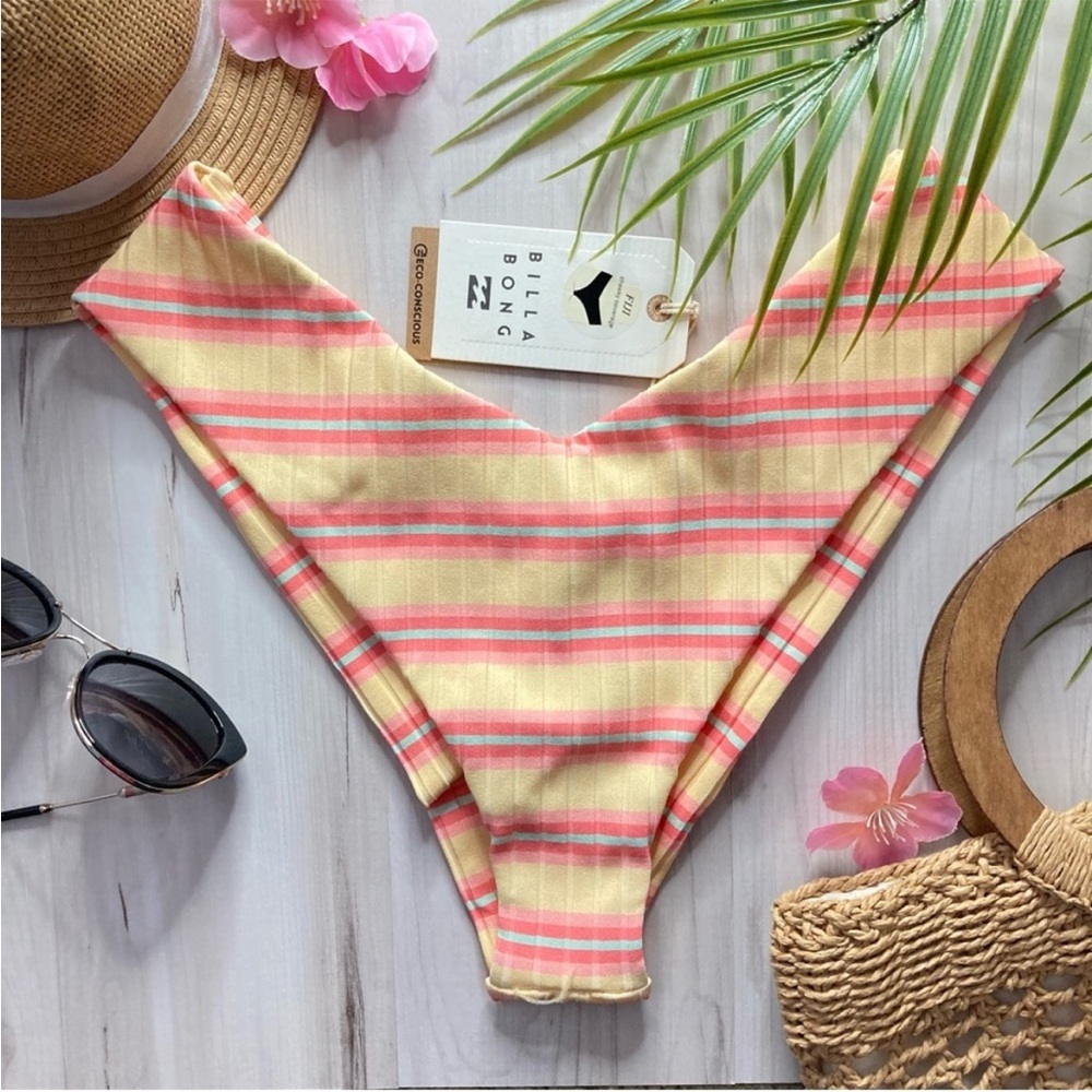 Billabong Yellow & Pink Striped Bikini Bottom